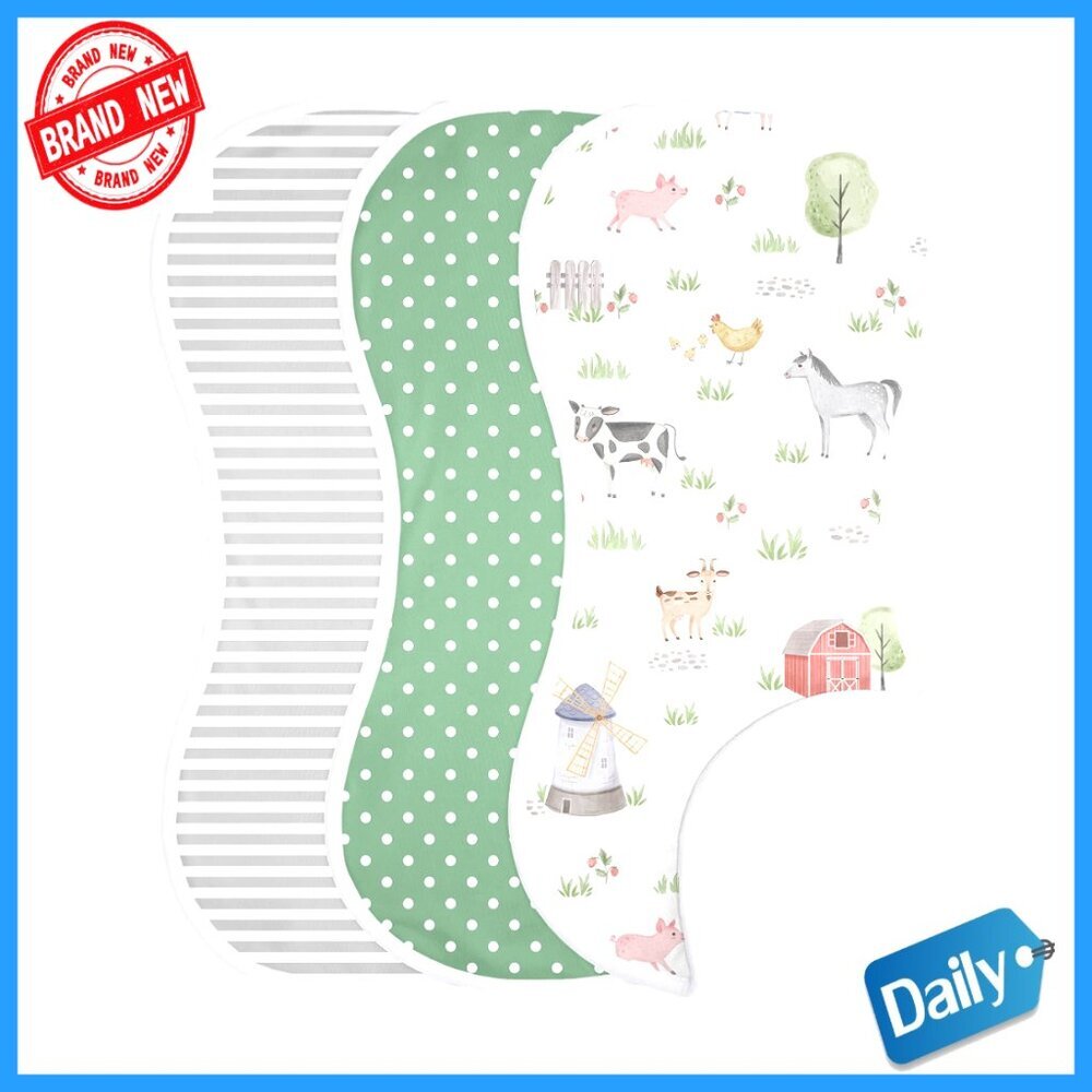 3 Pack Absorbent Burp Cloths for Infants, 20x9.5 Inch, Soft Fleece Lined